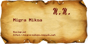 Migra Miksa névjegykártya